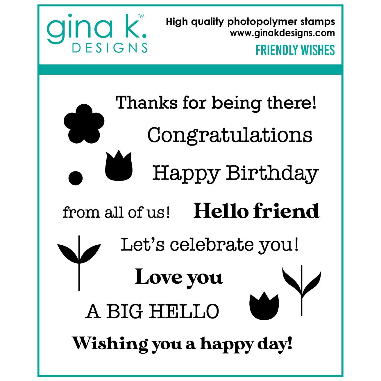 Gina K Designs Friendly Wishes Stamps gkd265