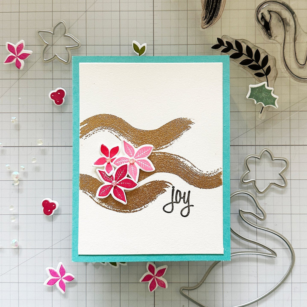 Gina K Designs Merriest Season of All Clear Stamps lh51  Rose Gold Swish Joy