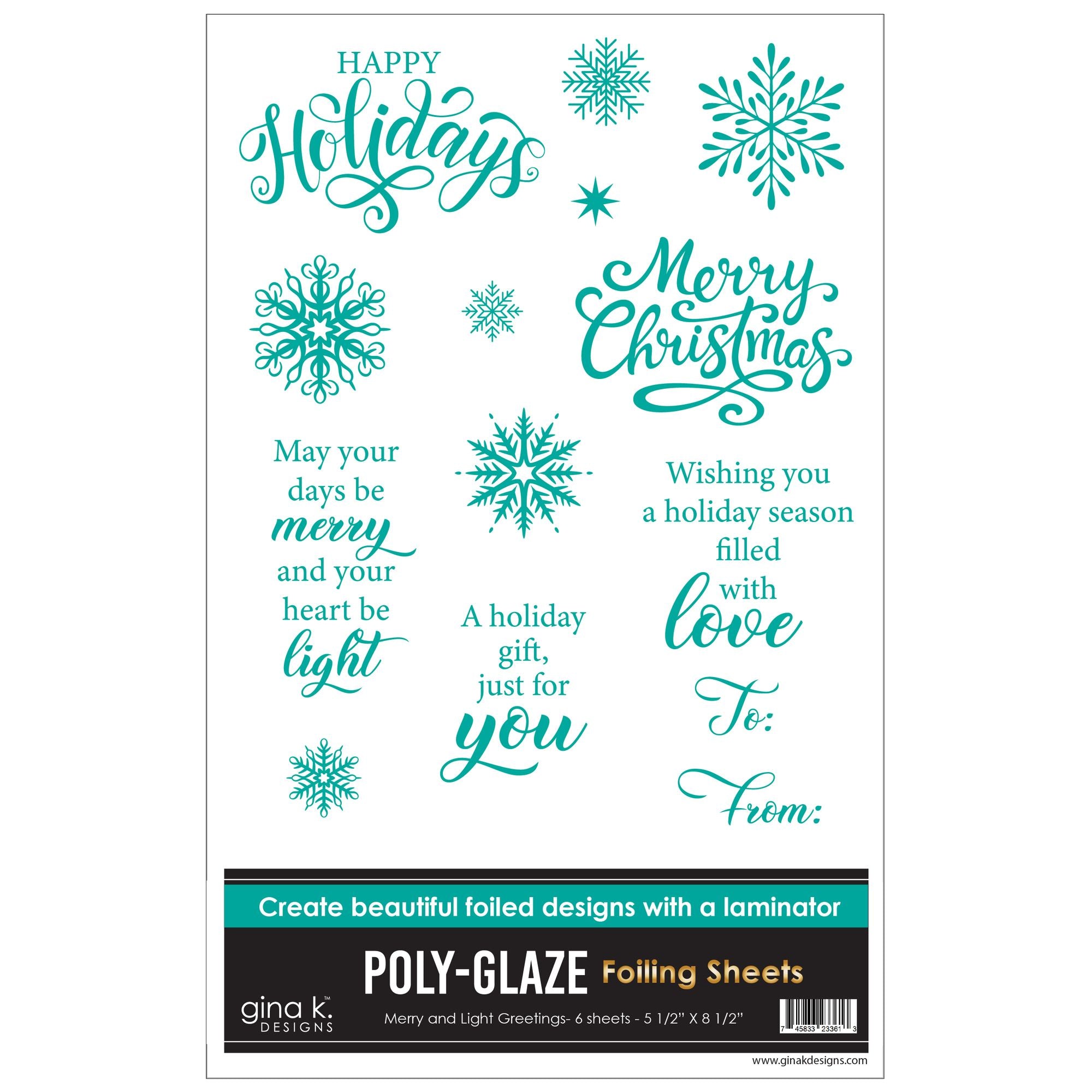 Gina K Designs Merry and Light Greetings Poly-Glaze Foiling Sheets