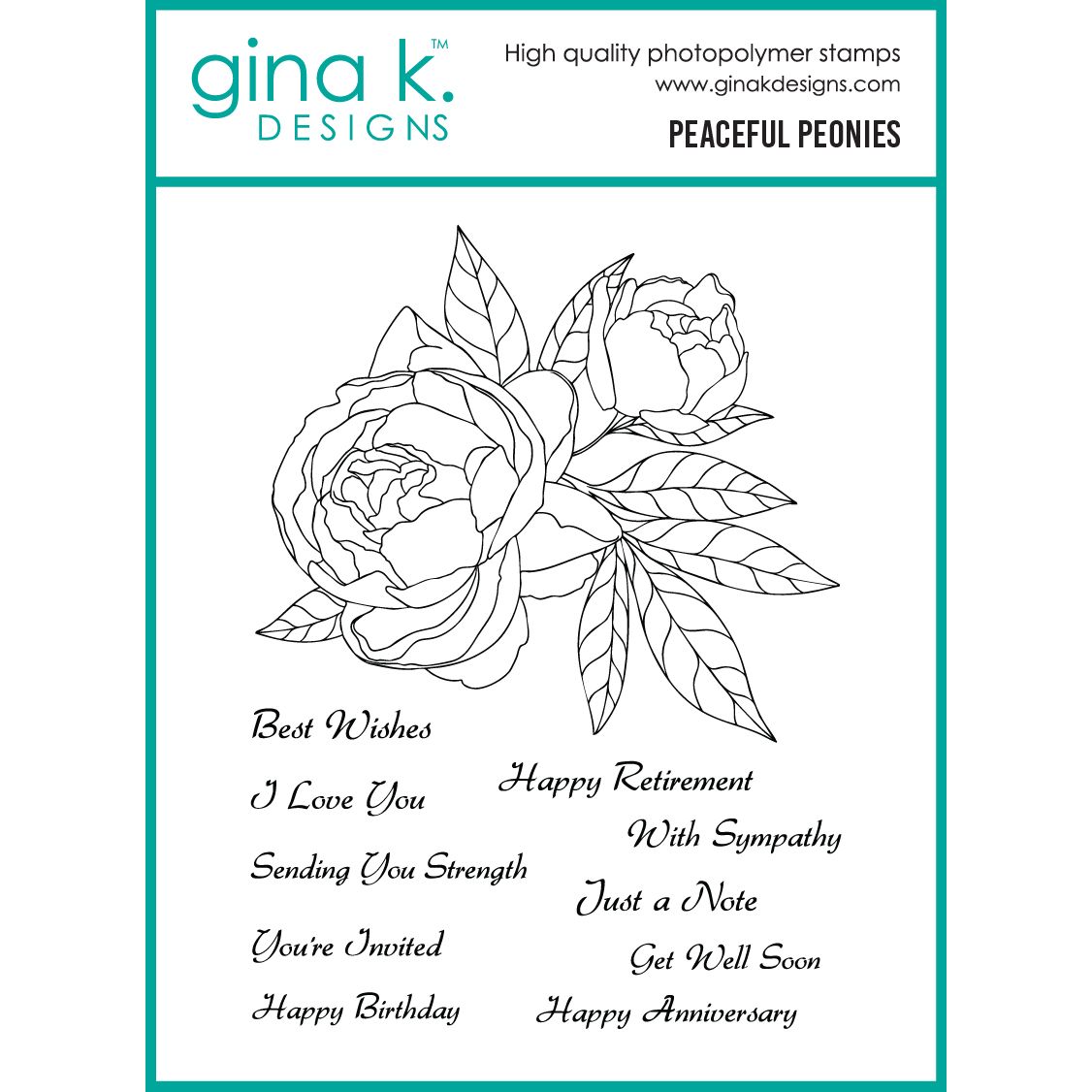 Gina K Designs Peaceful Peonies Stamps hs74