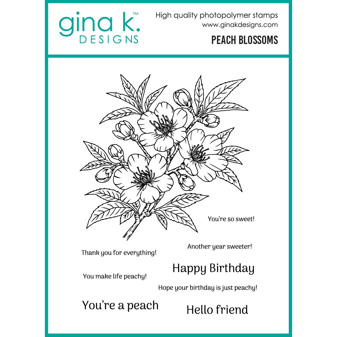 Gina K Designs Peach Blossoms Stamps as56