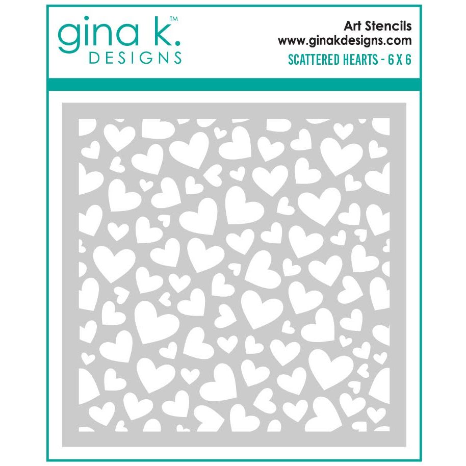 Gina K Designs Scattered Hearts Stencil gkdst100