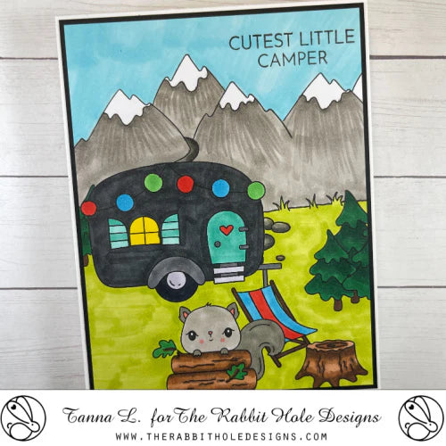 The Rabbit Hole Designs Glamping with Tailette Clear Stamps trh-236 mountain range