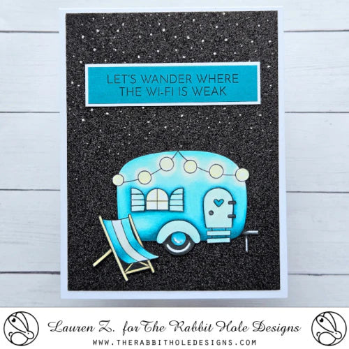 The Rabbit Hole Designs Glamping with Tailette Clear Stamps trh-236 let's wander