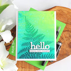 Simon Says Stamp Embossing Folder Golden Fern sf314 Just A Note Hello Card | color-code:ALT01