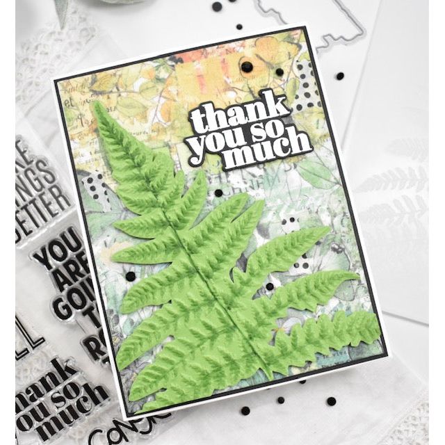 Simon Says Stamp Embossing Folder Golden Fern sf314 Just A Note Thank You Card