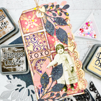 Simon Says Stamp Grand Corner Leaves Wafer Dies s896 Smitten Vintage Valentine Tag