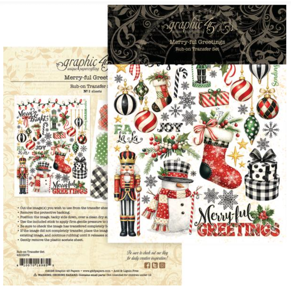 Graphic 45 Merry-ful Greetings Rub-On Transfers 4503279