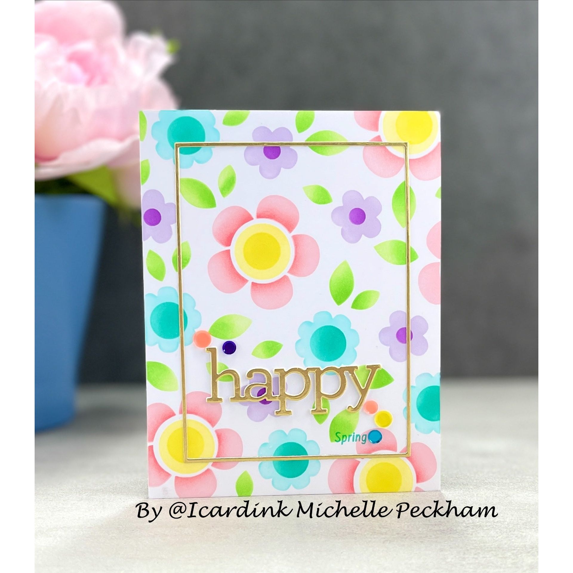 Simon Says Stamp Stencils Groovy Blooms 1027st Be Bold Happy Spring Card