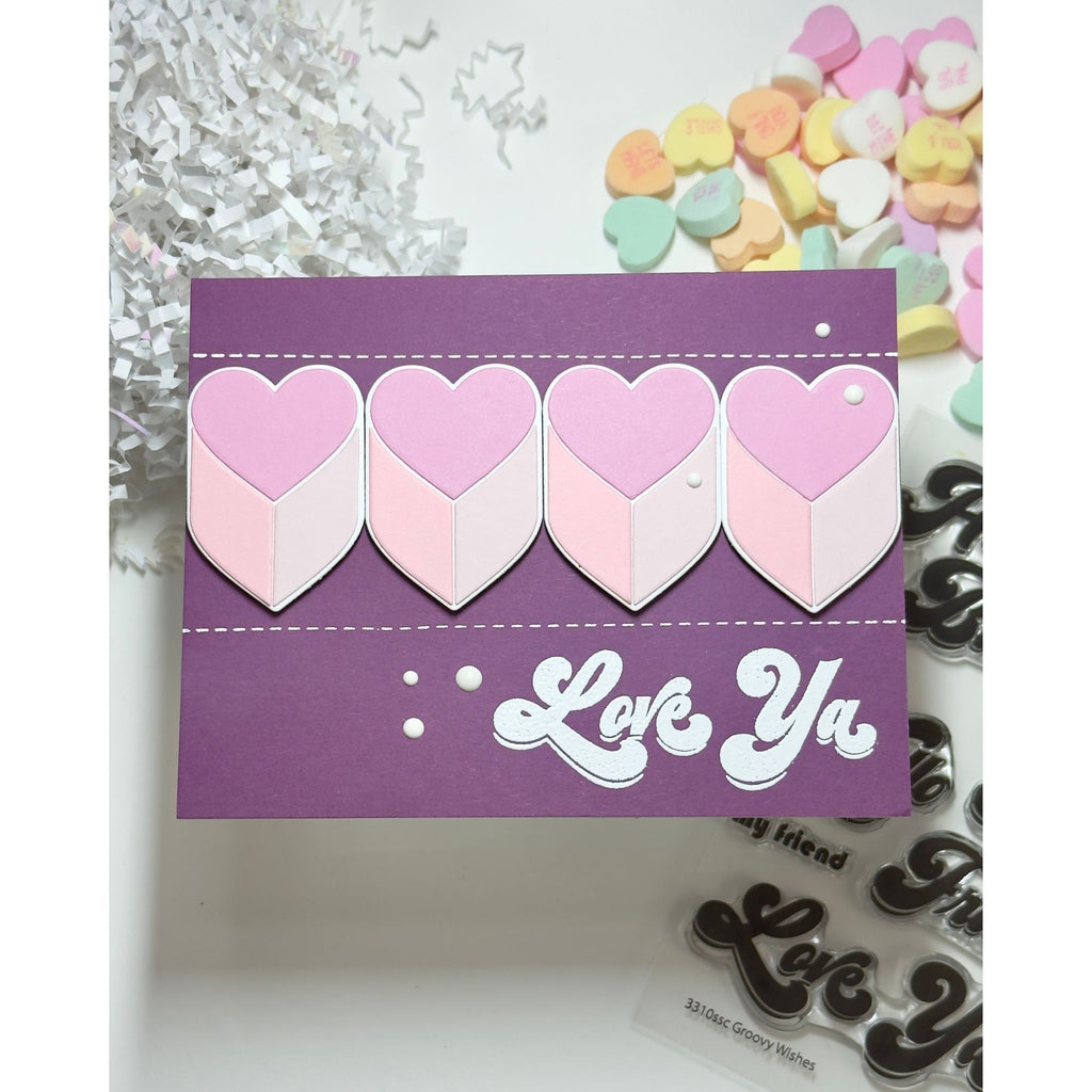 Simon Says Stamp Groovy Wishes Wafer Dies 1450sdc Heart to Heart