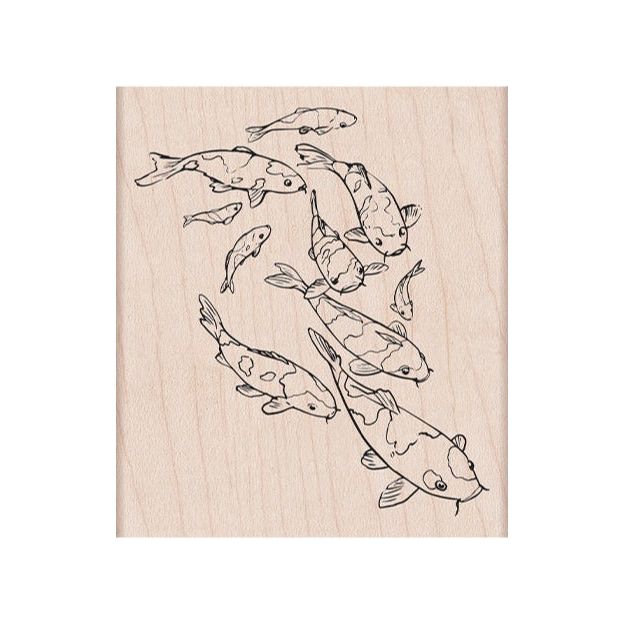 Hero Arts Mounted Rubber Stamp Group of Koi h6500