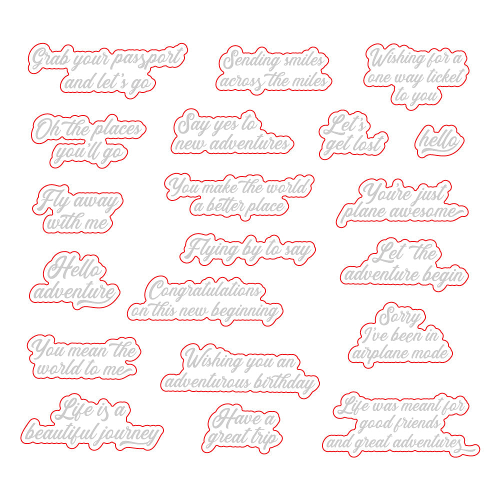 Honey Bee Plane Awesome Stamp And Die Bundle word outlines