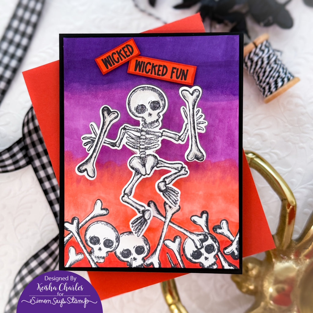 Tim Holtz Halloween Doodles Stamps with Simon Says Stamp Dies Bundle sethd25 Halloween Card