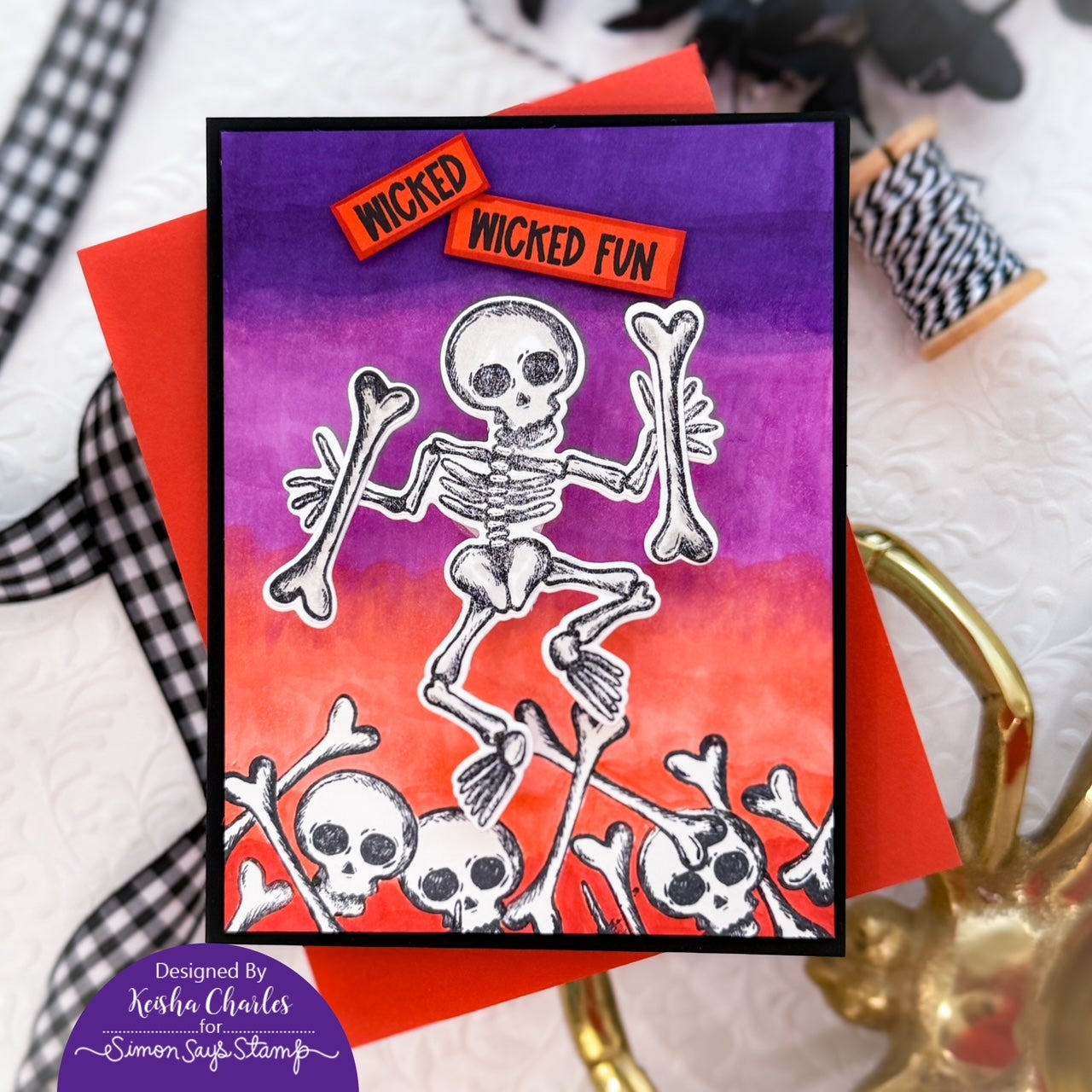 Tim Holtz Halloween Doodles Stamps with Simon Says Stamp Dies Bundle sethd25 Halloween Card