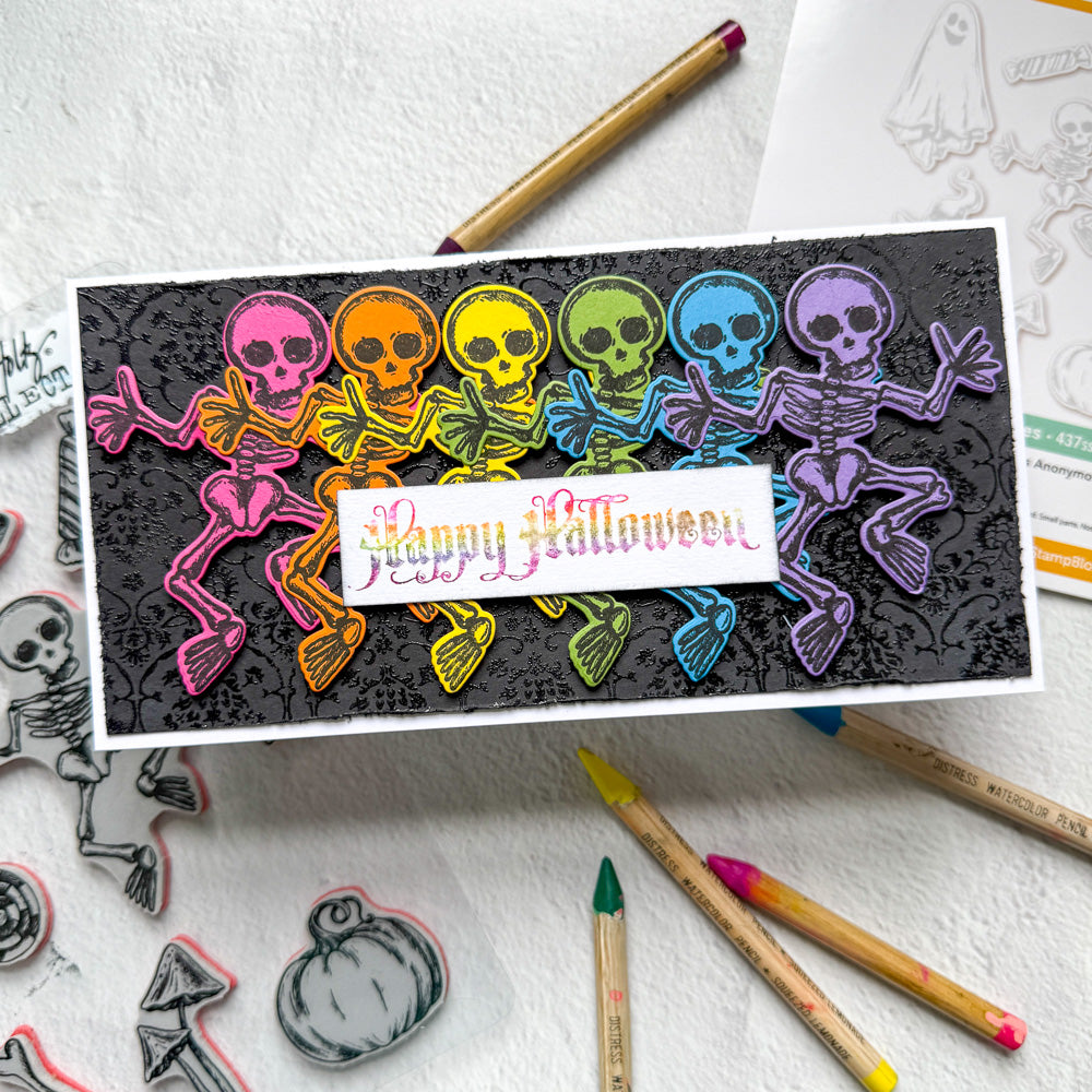 Tim Holtz Halloween Doodles Stamps with Simon Says Stamp Dies Bundle sethd25 Halloween Card