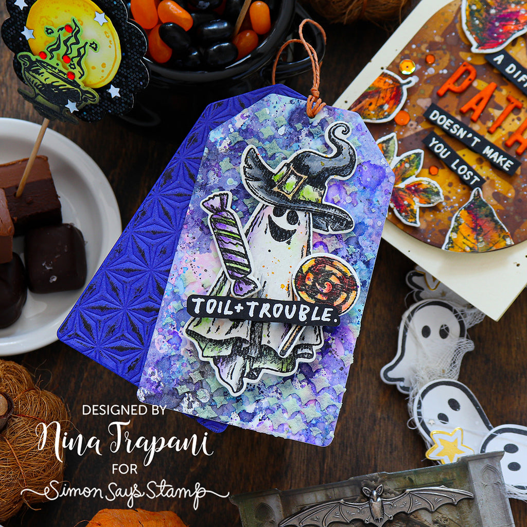 Tim Holtz Halloween Doodles Stamps with Simon Says Stamp Dies Bundle sethd25 Halloween Tag