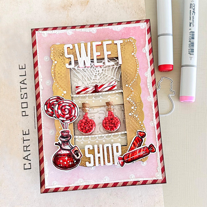 Tim Holtz Halloween Doodles Stamps with Simon Says Stamp Dies Bundle sethd25 Halloween Card