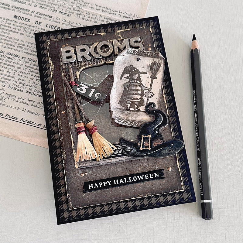 Tim Holtz Halloween Doodles Stamps with Simon Says Stamp Dies Bundle sethd25 Halloween Card