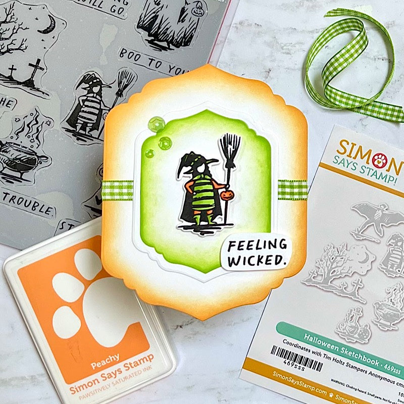 Tim Holtz Halloween Sketchbook Stamps with Simon Says Stamp Dies Bundle seths25 Halloween Card | color-code:ALT04