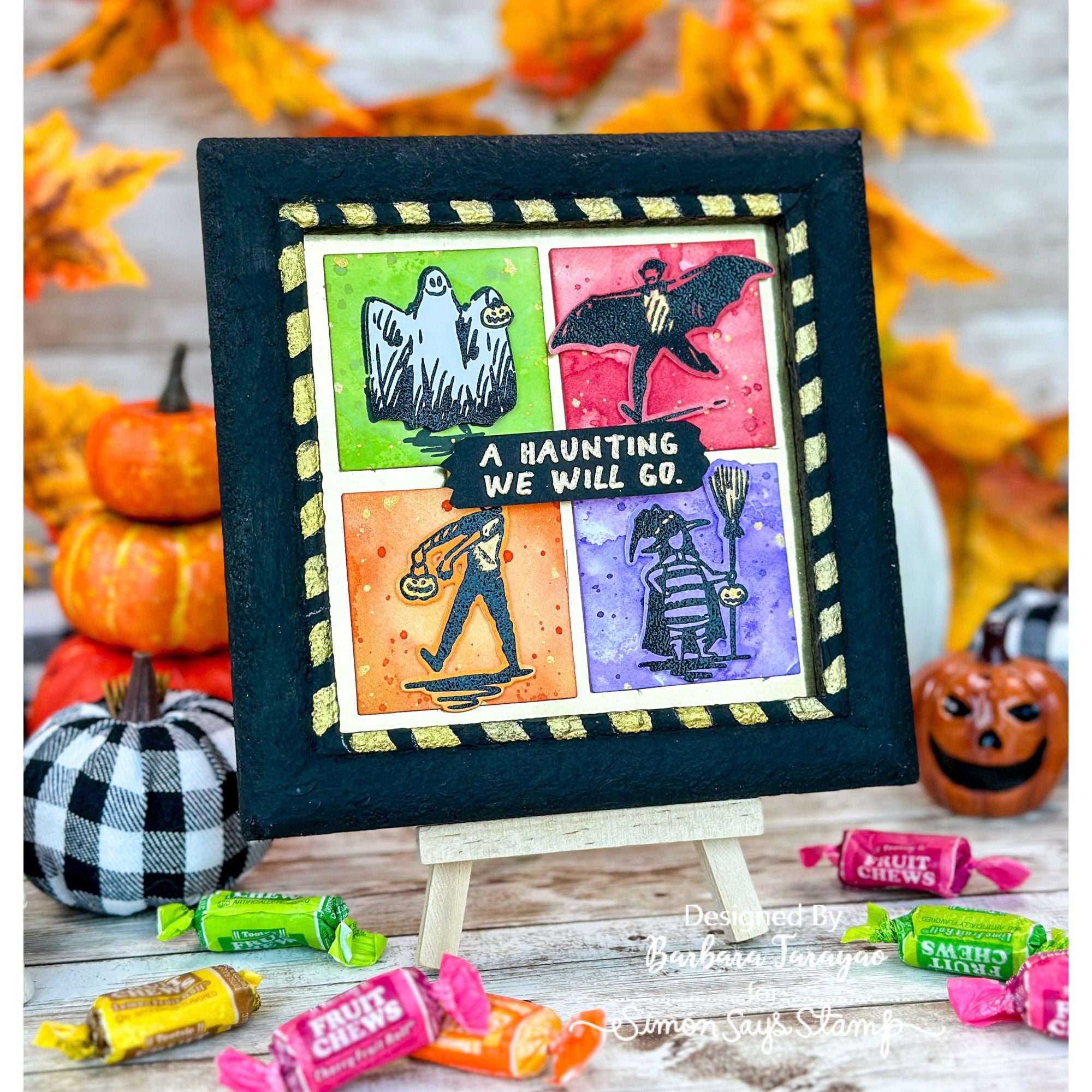 Tim Holtz Halloween Sketchbook Stamps with Simon Says Stamp Dies Bundle seths25 Halloween Card