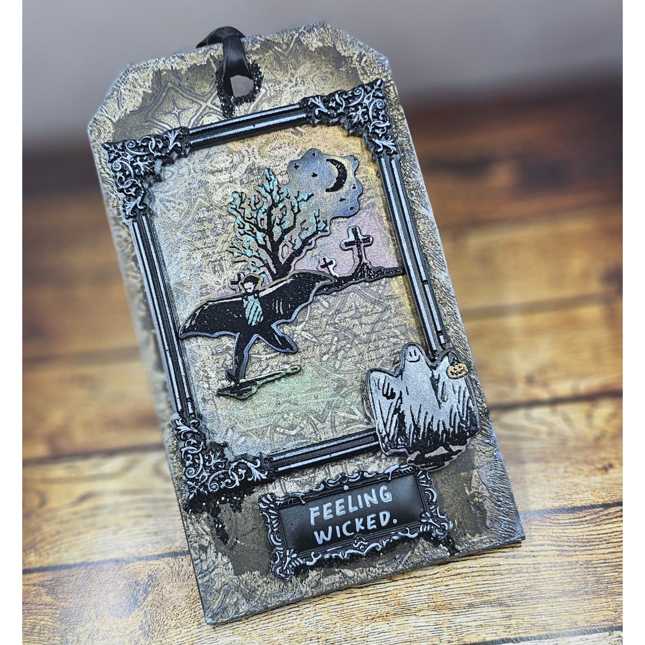 Tim Holtz Halloween Sketchbook Stamps with Simon Says Stamp Dies Bundle seths25 Halloween Tag