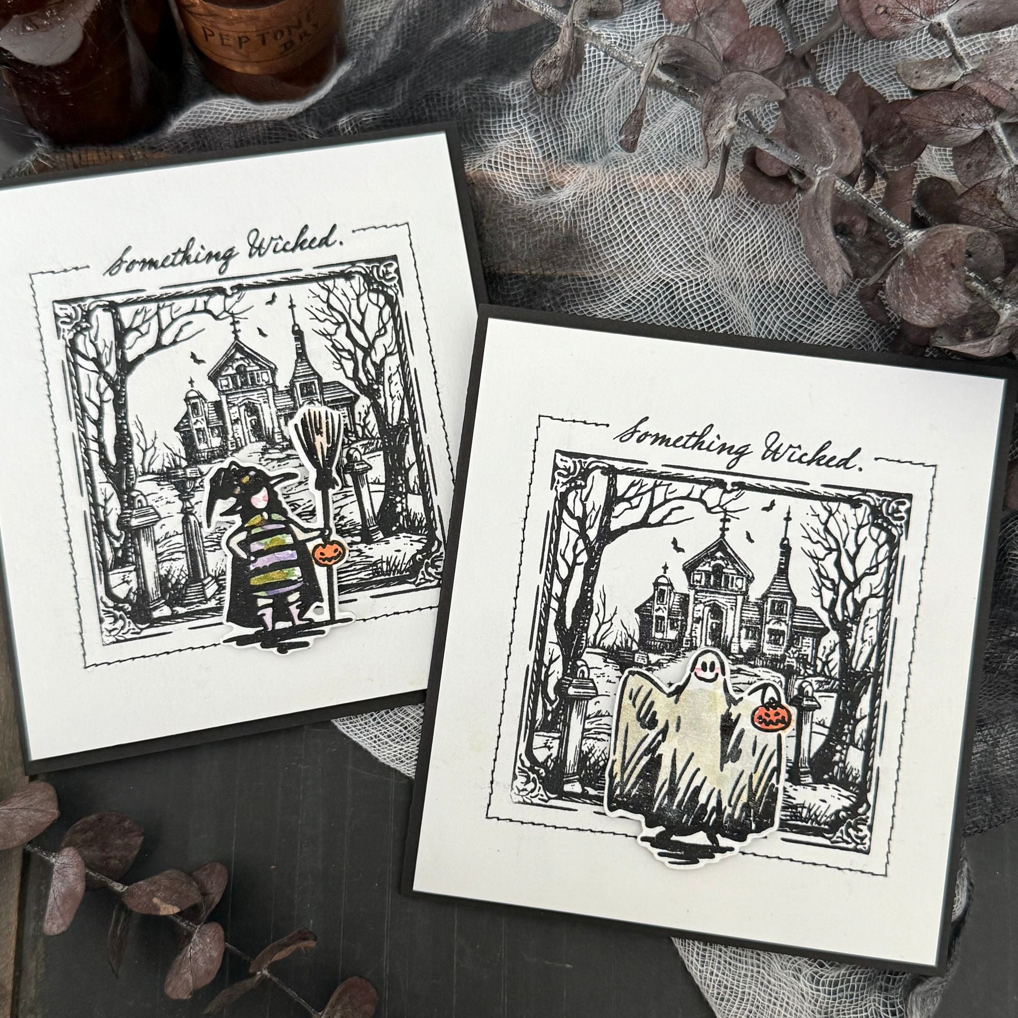 Tim Holtz Halloween Sketchbook Stamps with Simon Says Stamp Dies Bundle seths25 Halloween Card | color-code:ALT03