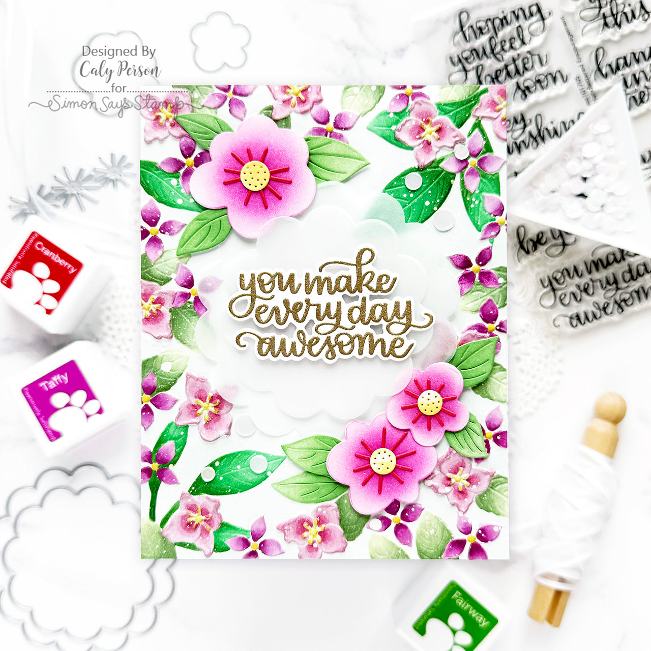 Simon Says Stamp Handlettered Encouragement Wafer Dies 1366sdc Happy Camper Friend Card | color-code:ALT01