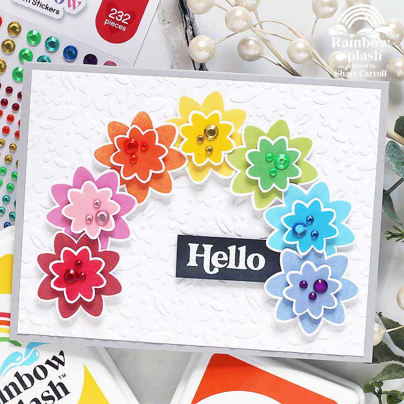 Rainbow Splash Wafer Dies Happy Blooms rsd602c Hello Card | color-code:ALT03