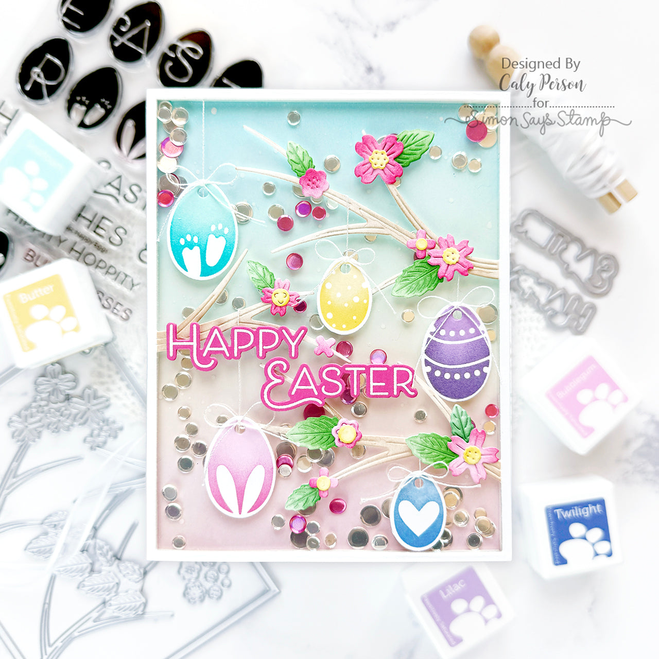 Simon Says Clear Stamps Happy Eggs 3176ssc Rain or Shine Easter Card | color-code:ALT04