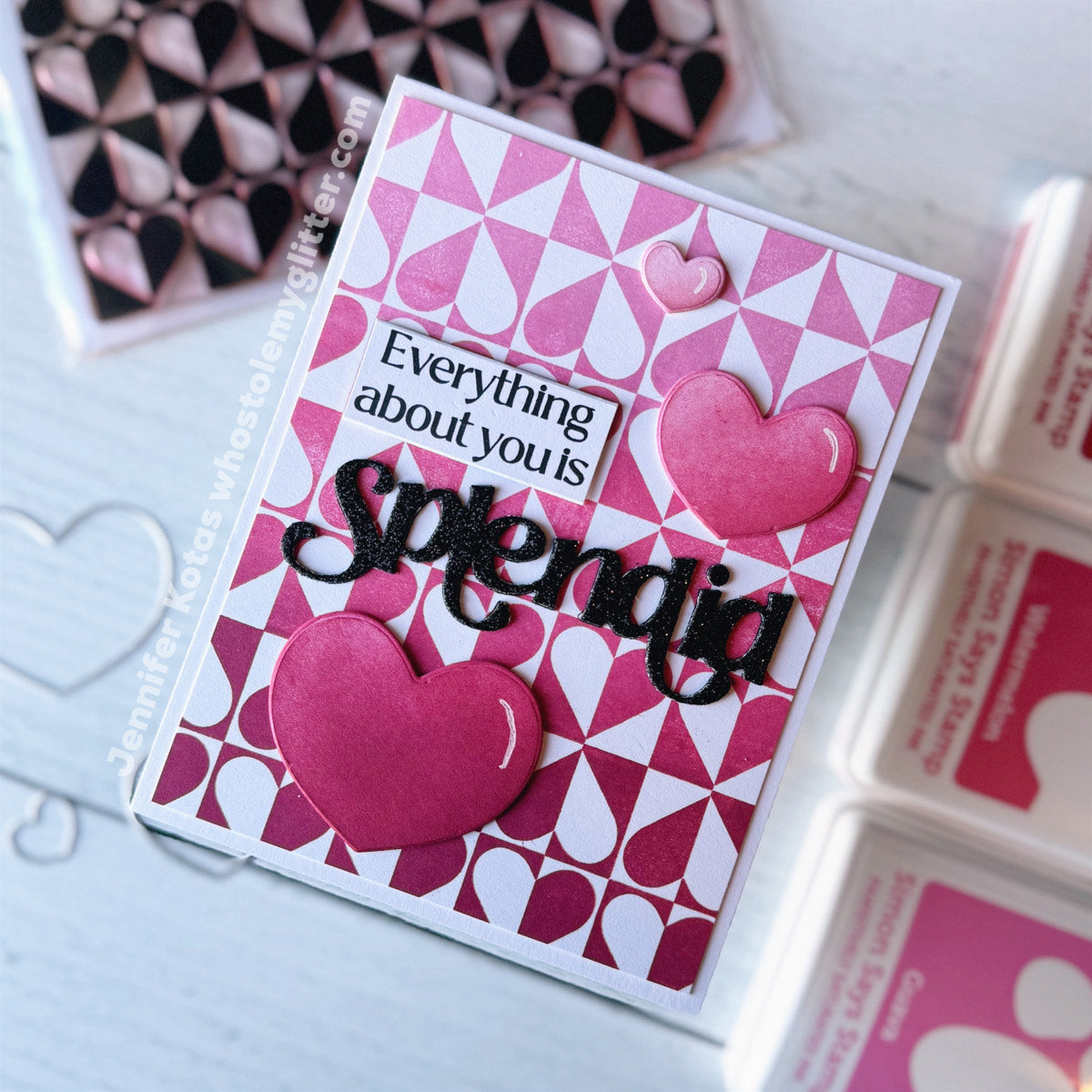 Simon Says Clear Stamp Harlequin Heart 1141ms To Love Love Card | color-code:ALT04