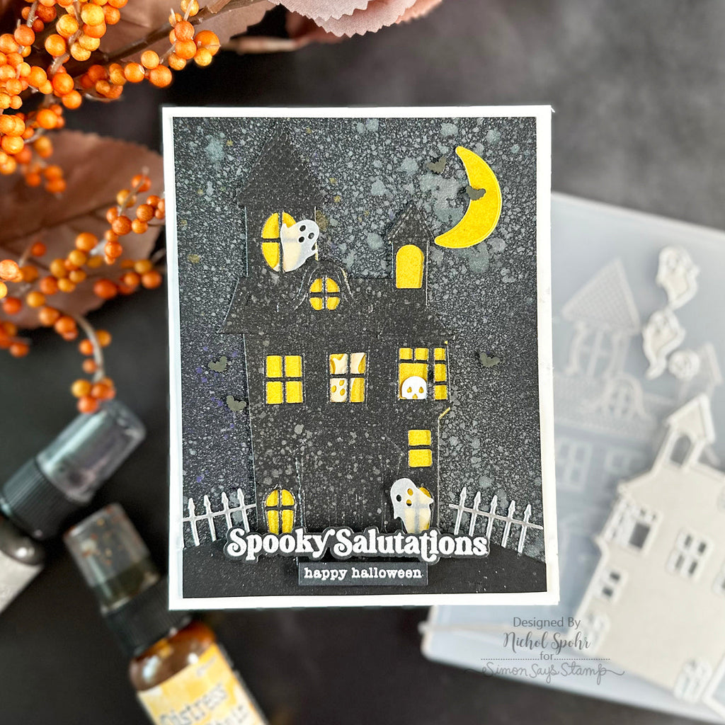 Simon Says Stamp Embossing Folder And Cutting Dies Haunted Manor sfd350 Stamptember Halloween Card | color-code:ALT01