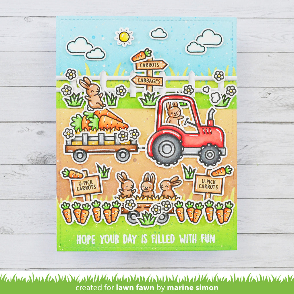 Lawn Fawn Little Farm Fence Border Die lf3383 Filled with Fun