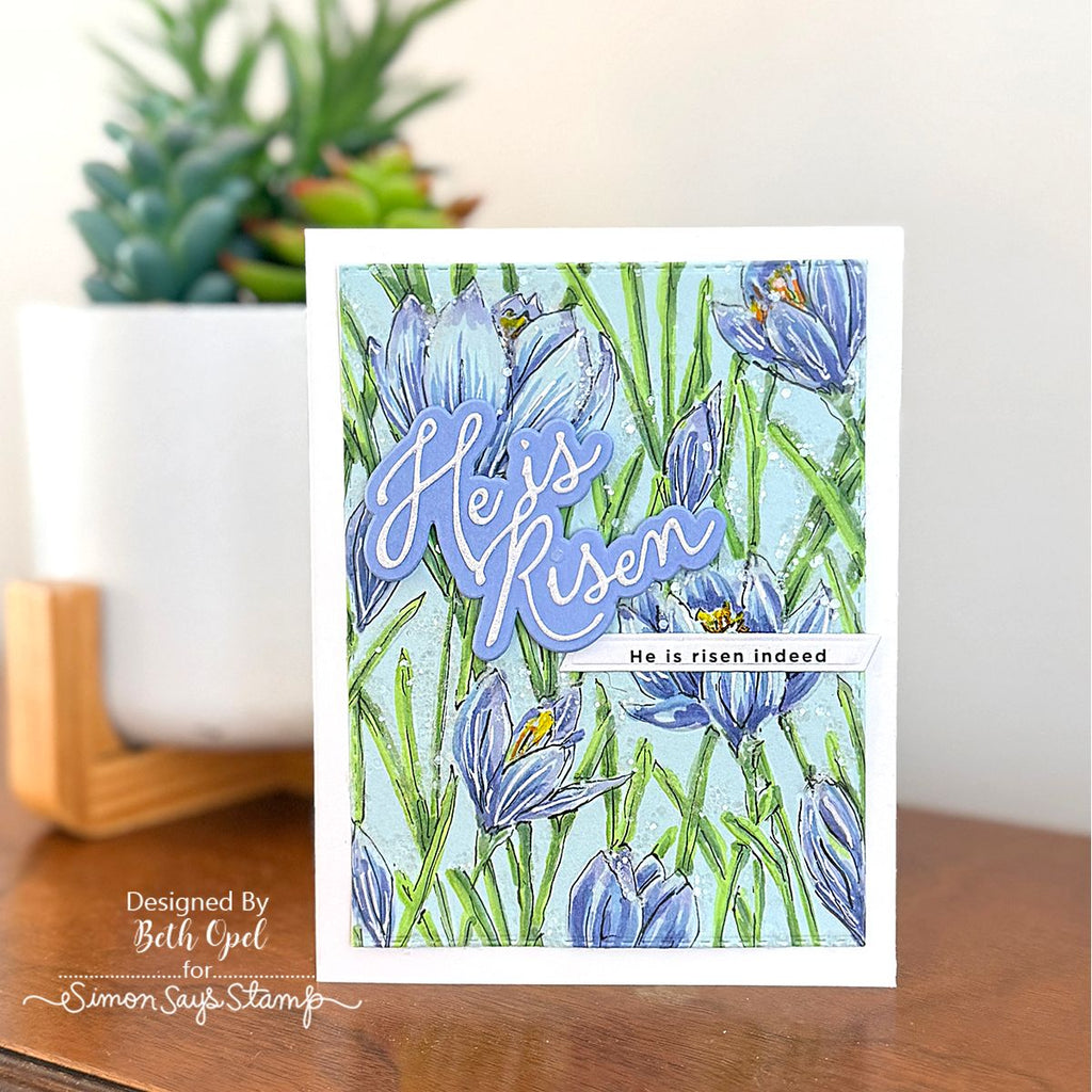 Simon Says Stamp He Is Risen Script Wafer Dies 1585sd Beautiful Moments Easter Card | color-code:ALT04