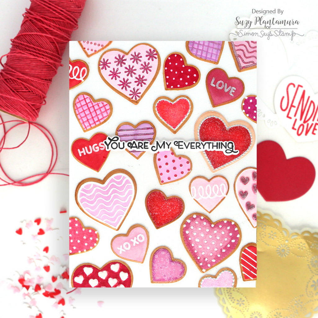 Simon Says Embossing Folder and Cutting Dies Heart Cookies sfd613 Valentine's Day Card | color-code:ALT01