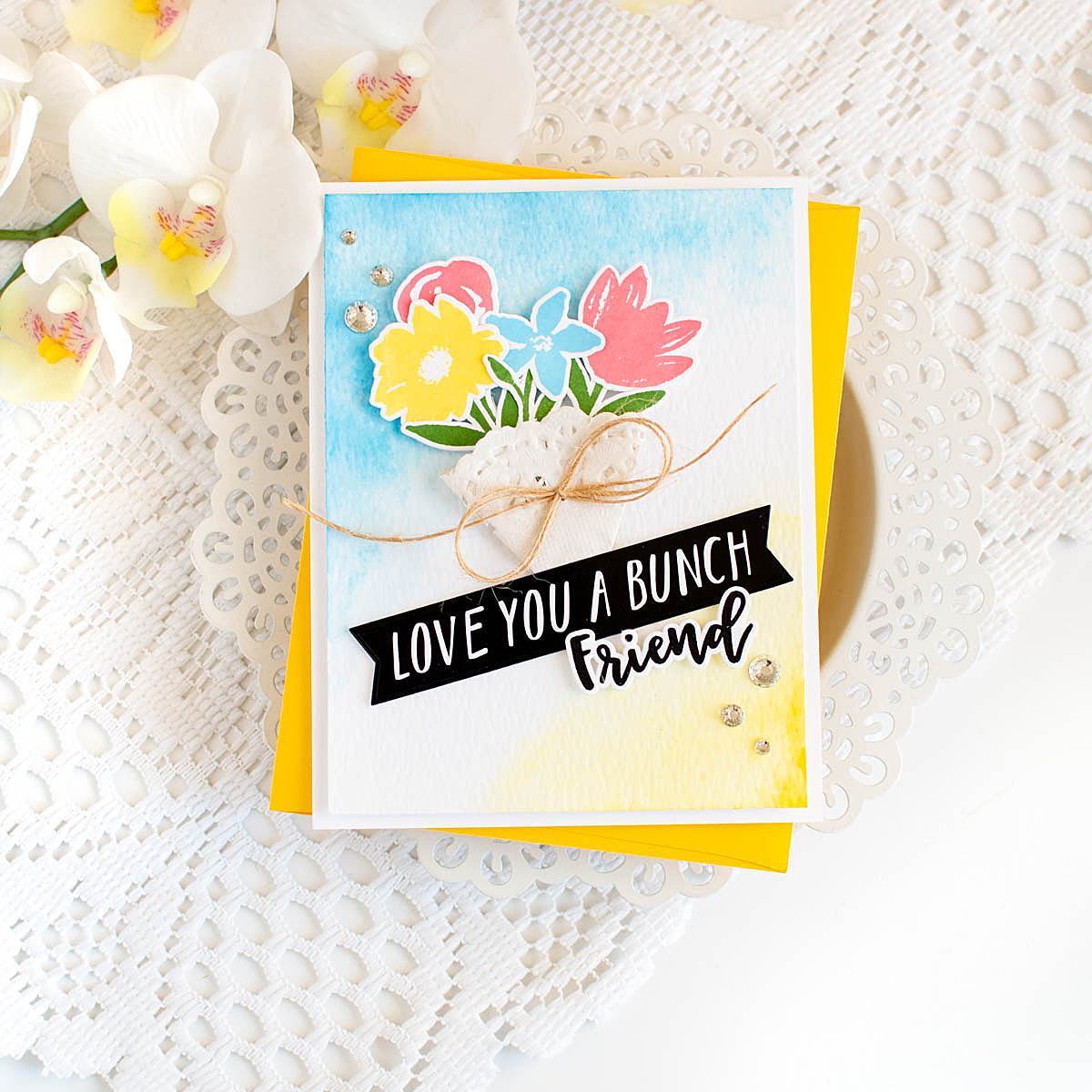 Simon Says Stamp and Dies Watercolor Bouquet set1167wb Friend Card | color-code:ALT20