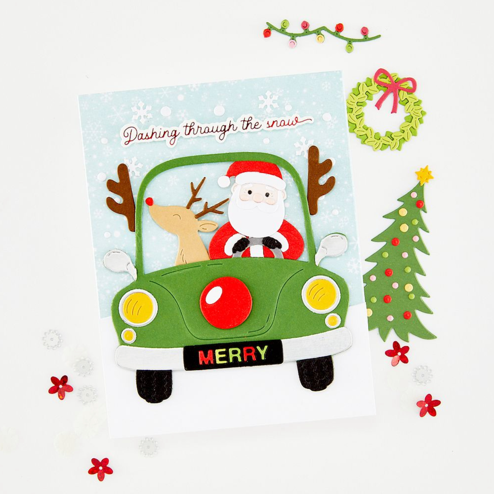 Hero Arts Beep Beep Die Set df309 santa and rudolph car
