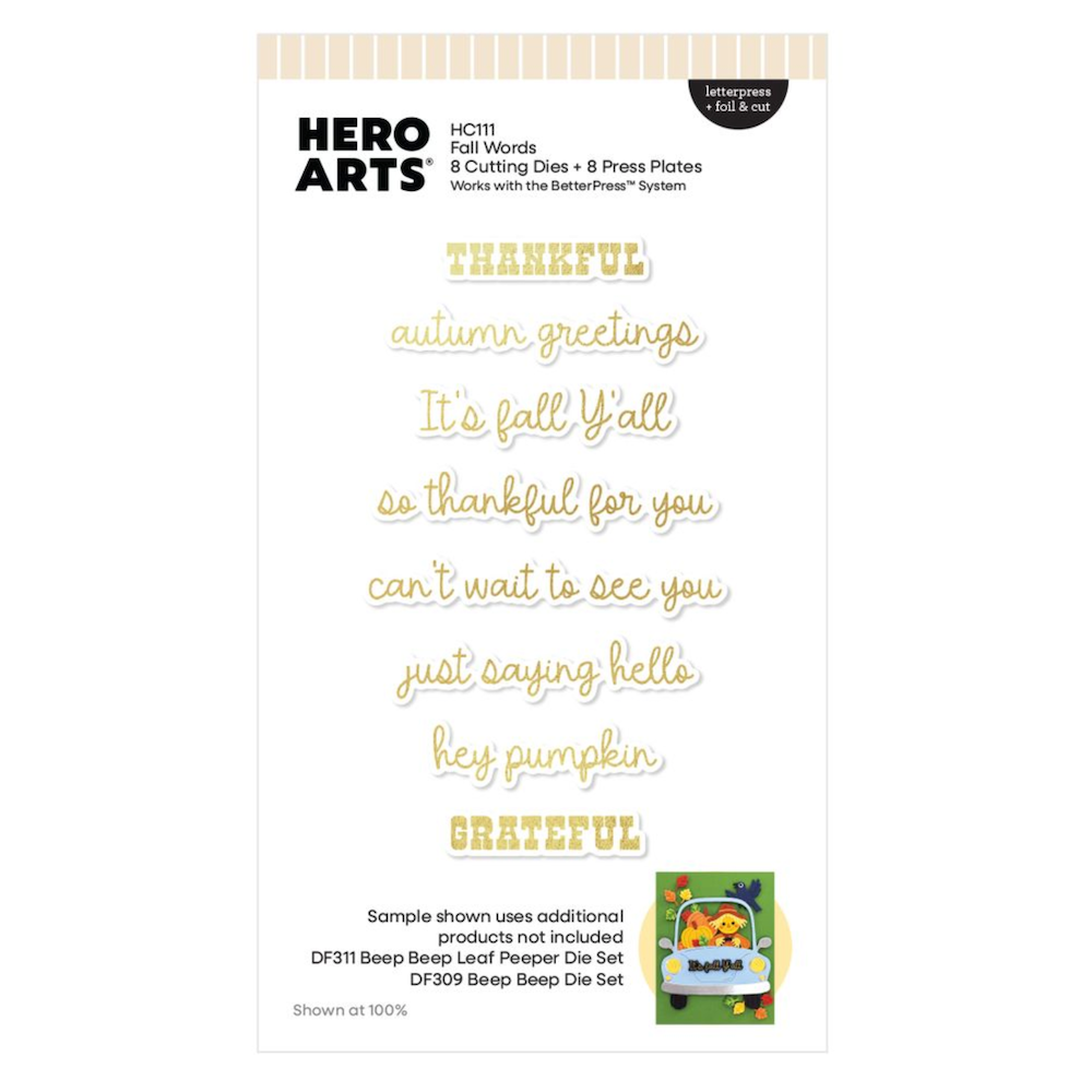 Hero Arts Fall Words Letterpress + Foil and Cut hc111