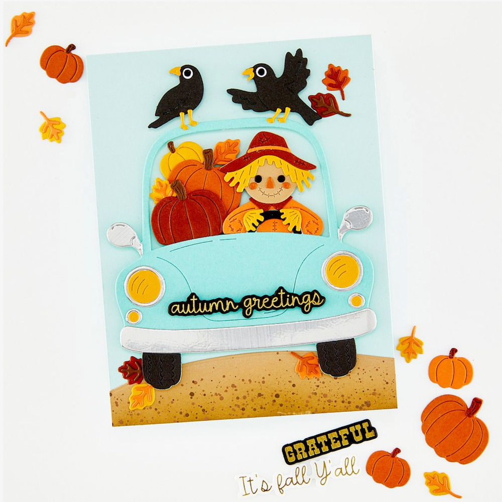 Hero Arts Fall Words Letterpress + Foil and Cut hc111 autumn greetings