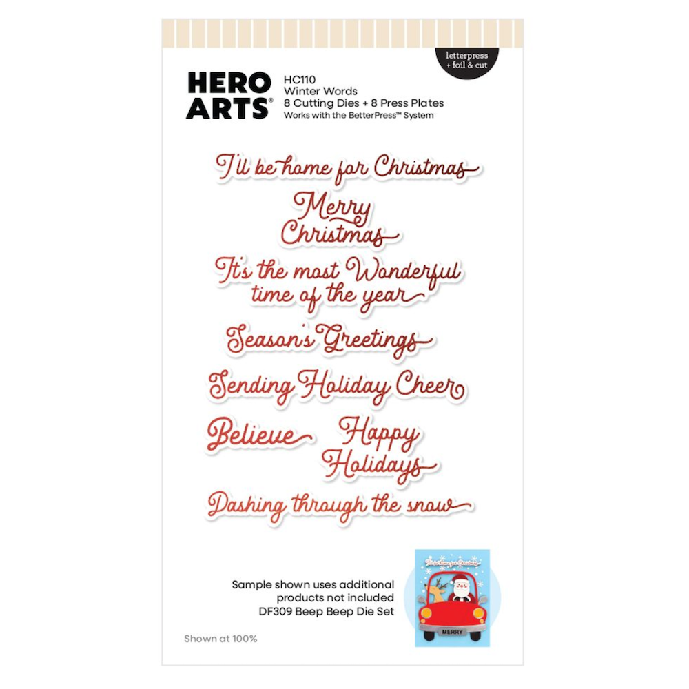 Hero Arts Winter Words Letterpress + Foil and Cut hc110