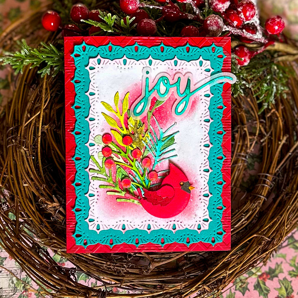 Simon Says Stamp Ho Ho Holiday Greens Wafer Dies s1062 Sugar and Spice Christmas Card