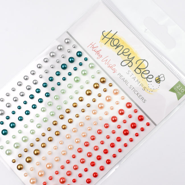 Honey Bee Holiday Wishes Pearl Stickers hbgs-prl13 Detailed Product View Angled Top