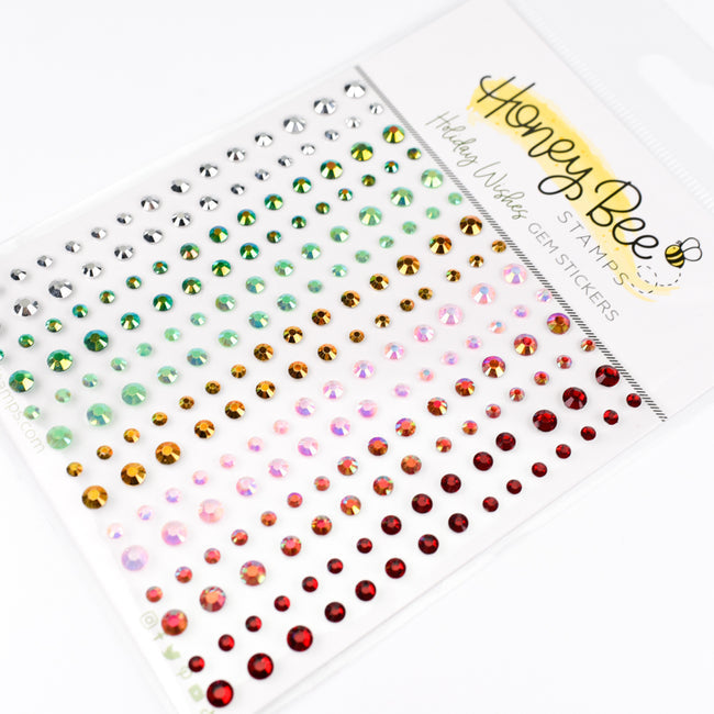 Honey Bee Holiday Wishes Gem Stickers hbgs-045 Detailed Angled Product View