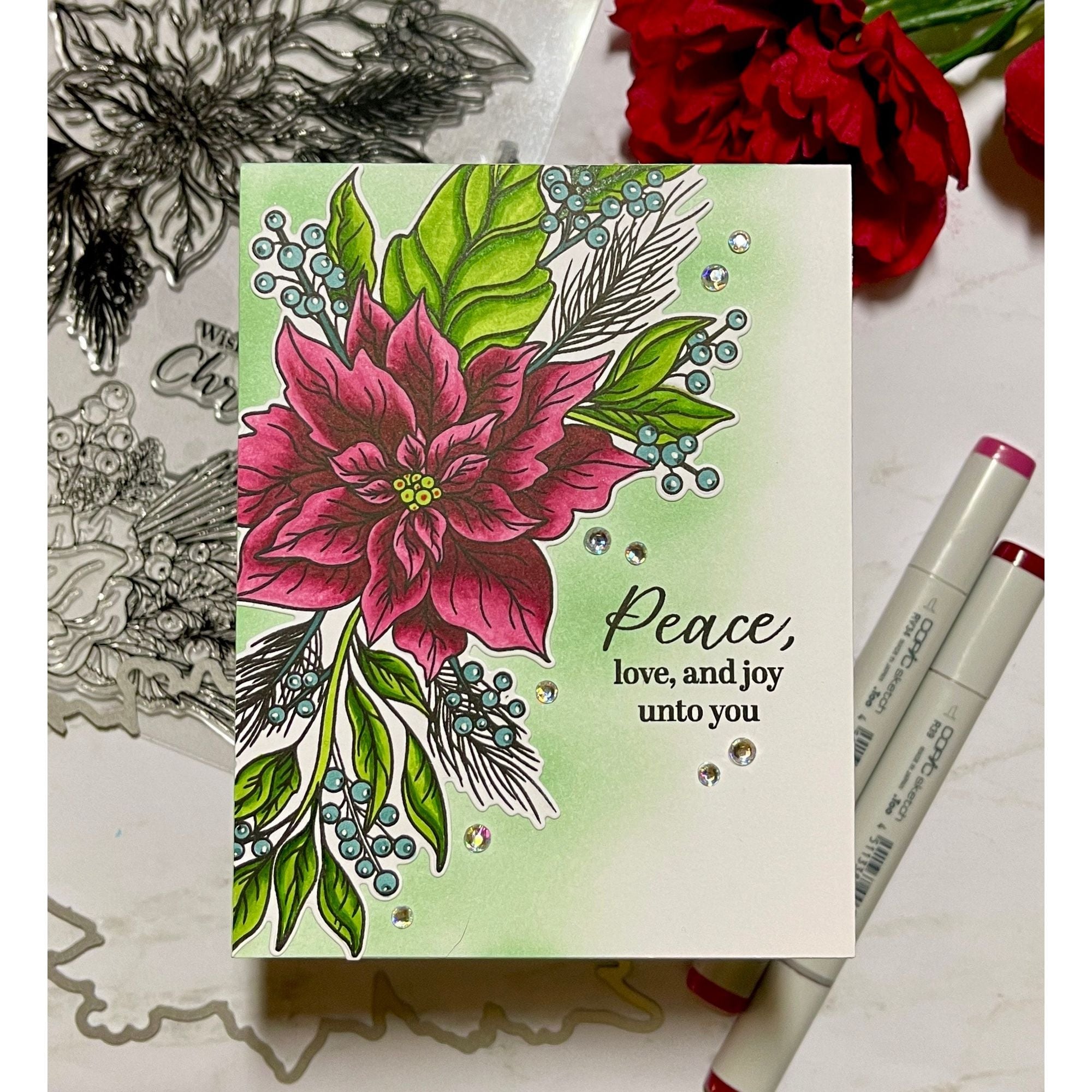 Simon Says Clear Stamps Holiday Blossoms sss202800c All The Joy Christmas Card | color-code:ALT03