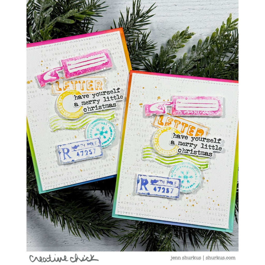 Tim Holtz Holiday Postmarks Stamps with Simon Says Stamp Dies Bundle sethp25 Christmas Cards | color-code:ALT03