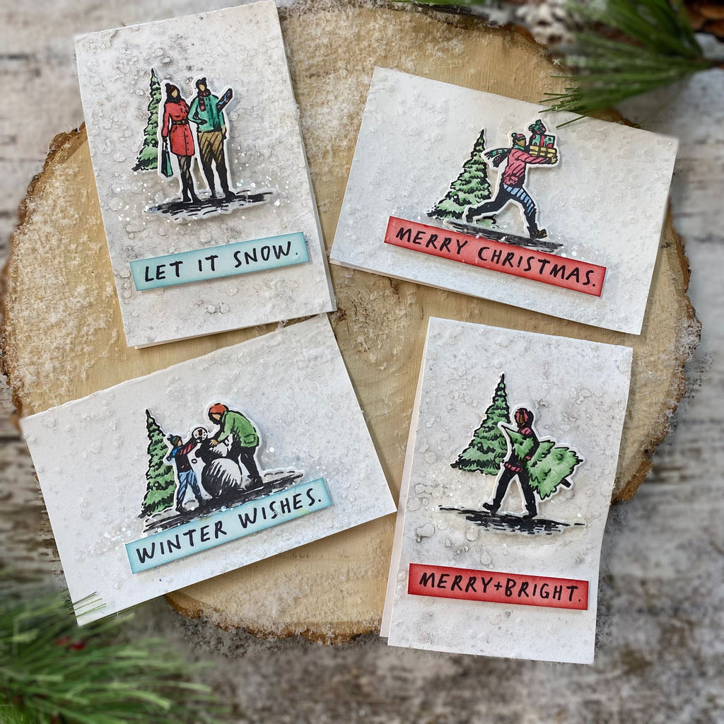 Tim Holtz Holiday Sketchbook Stamps with Simon Says Stamp Dies Bundle setho25 Christmas Cards
