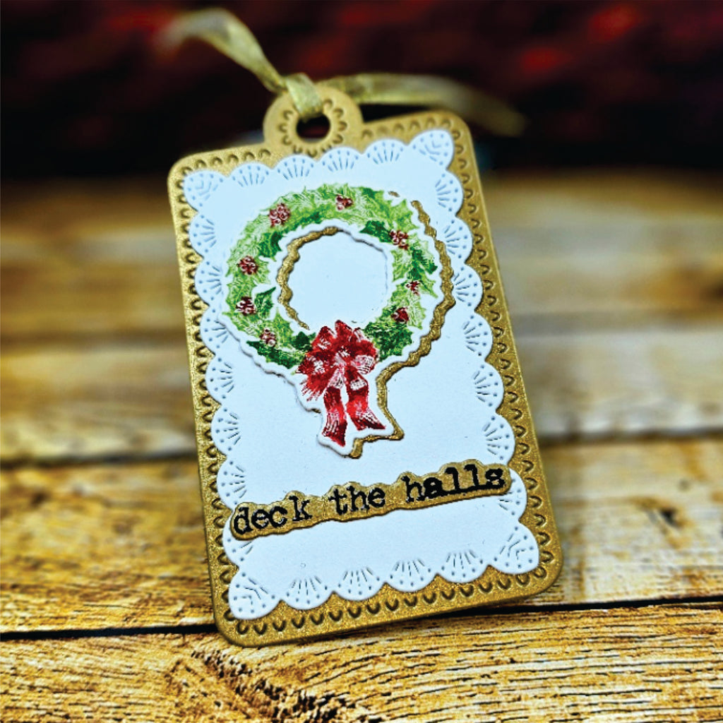 Tim Holtz Holiday Things Stamps with Simon Says Stamp Dies Bundle setht25 Christmas Tag