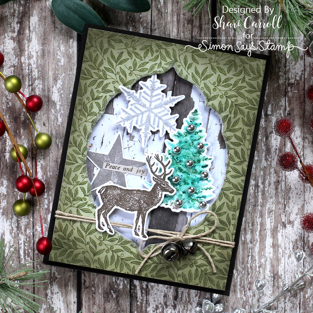 Tim Holtz Holiday Things Stamps with Simon Says Stamp Dies Bundle setht25 Christmas Card