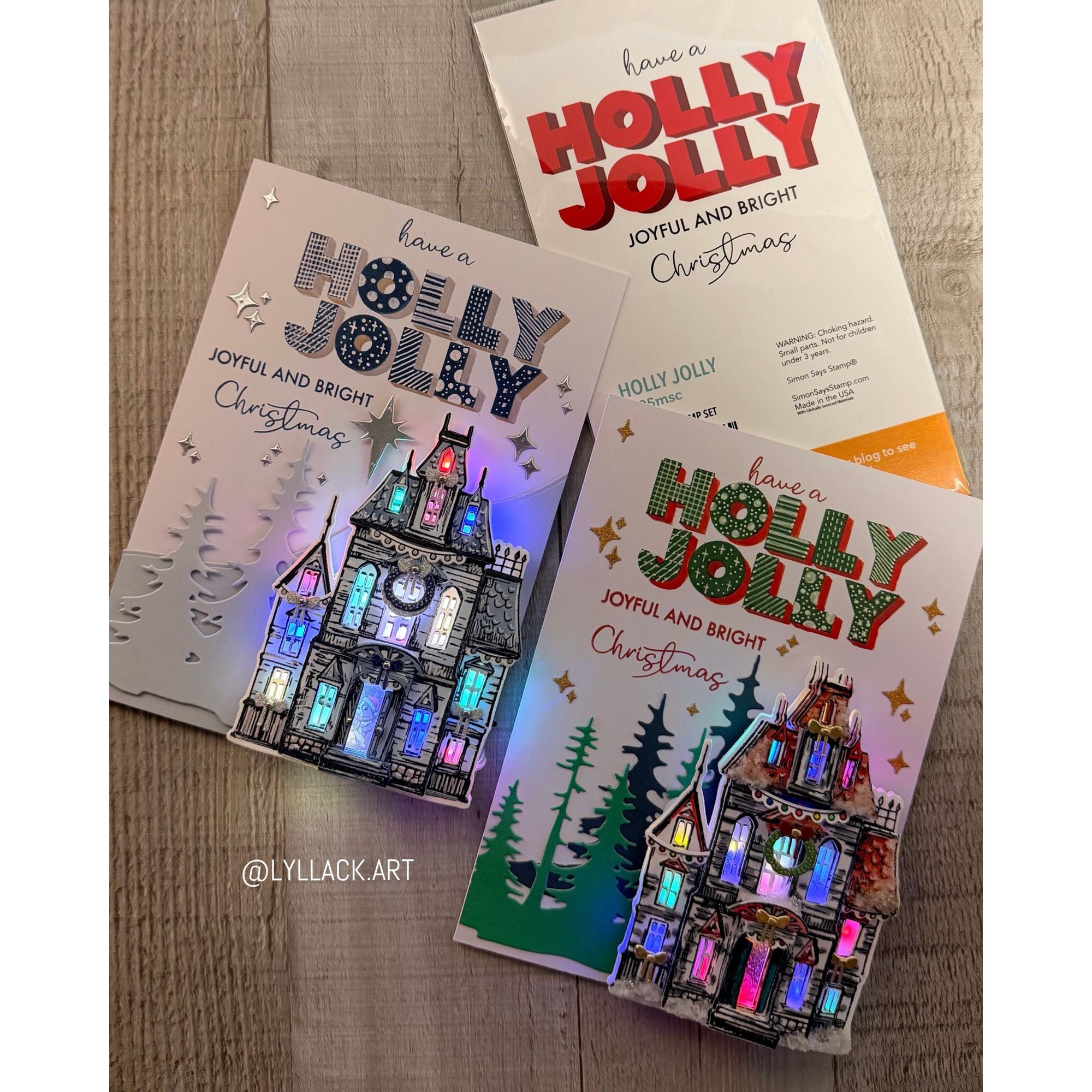 Simon Says Stamps and Dies Holly Jolly set1095hj And Everything Nice Christmas Cards