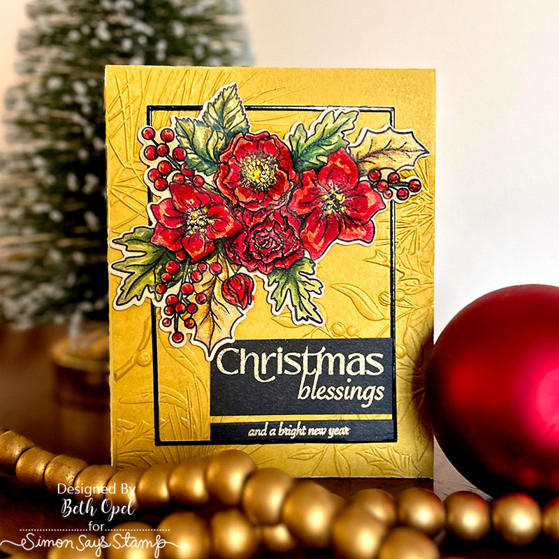 Simon Says Stamp Embossing Folder Holly And Pine sf340 All The Joy Christmas Card