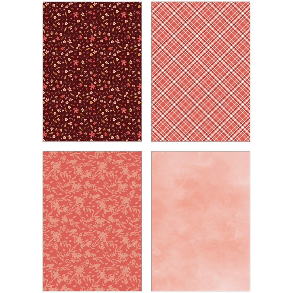 Honey Bee Homestead Harvest 6 x 8.5 Paper Pad hbpa-046 red flowers plaid and watercolor